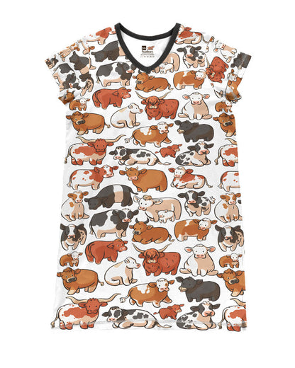 Cow Pajabears® V-Neck Nightshirts Cute Cows Tl10