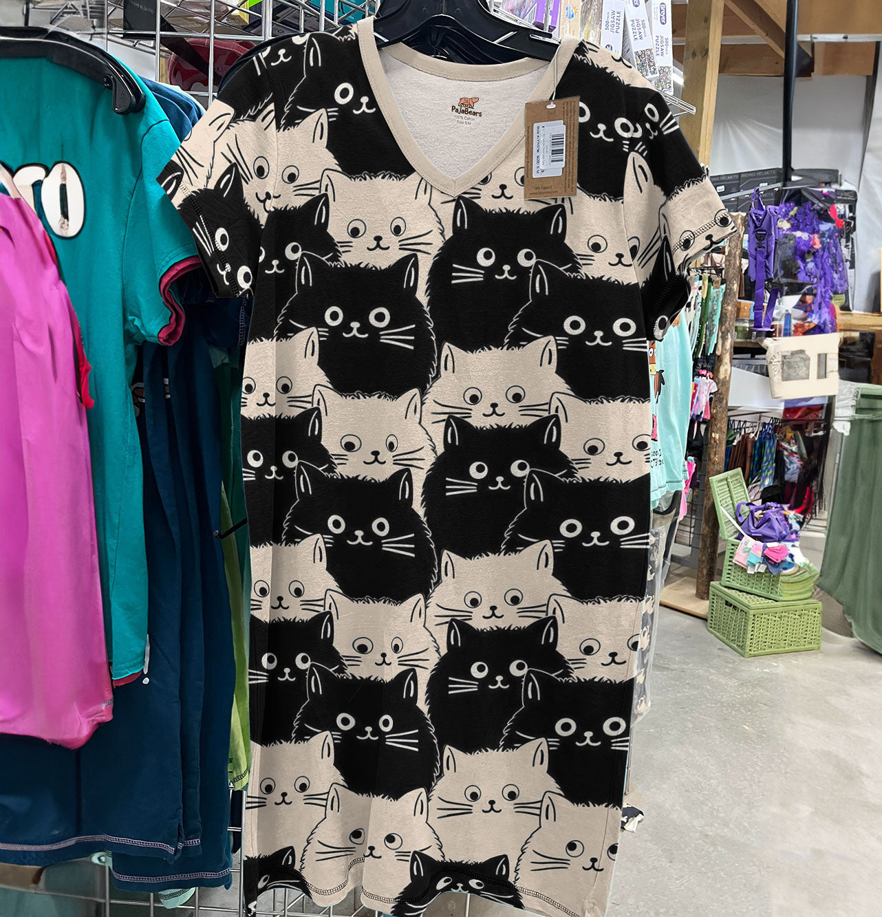 Cat Shineful® V-Neck Nightshirts Cute Fat Cats Tl10