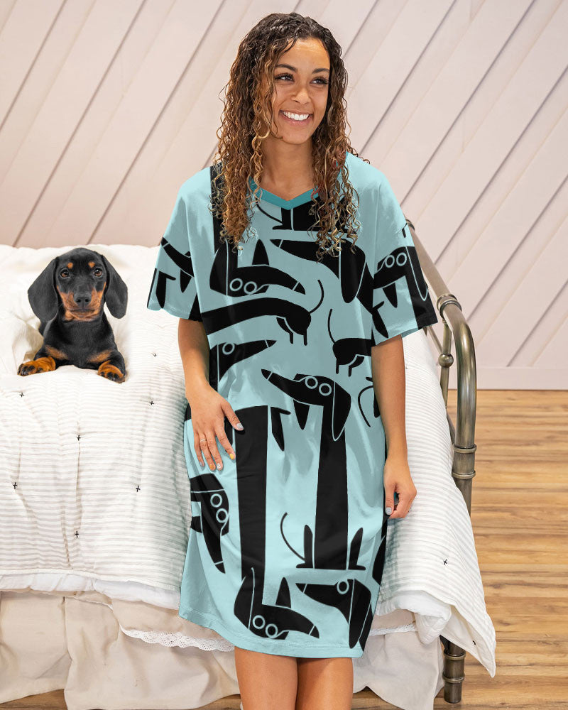 Dachshund Pajabears® V-Neck Nightshirts Amazing Tl10