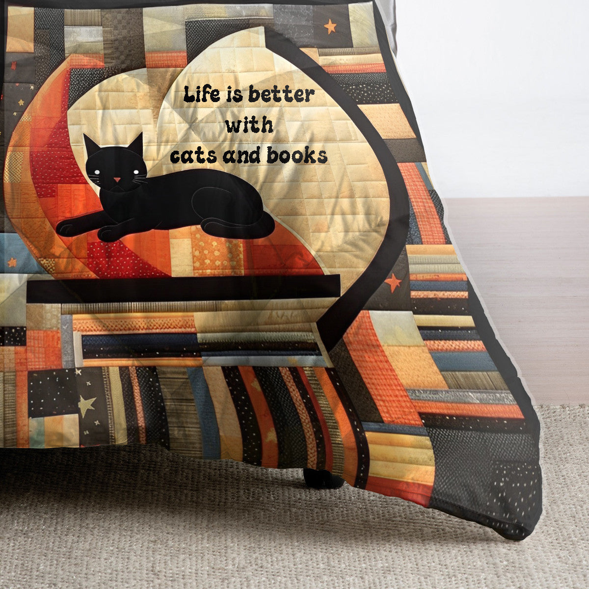 Life Is Better With Cats And Books - All Season Faux Quilt Kl9