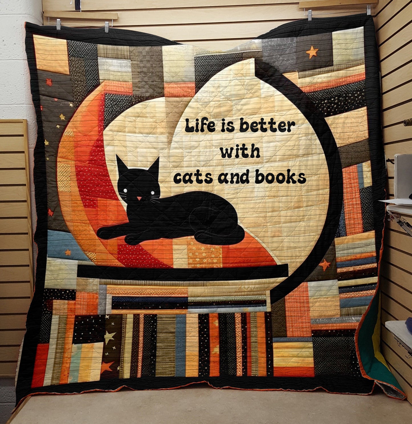 Life Is Better With Cats And Books - All Season Faux Quilt Kl9