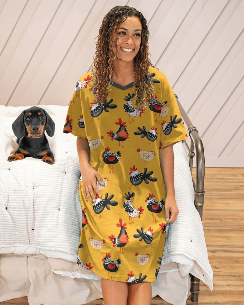 Chicken Pajabears® V-Neck Nightshirts Energetic Tl10