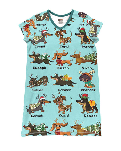 Dachshund Pajabears® V-Neck Nightshirts Funny Christmas Tl10