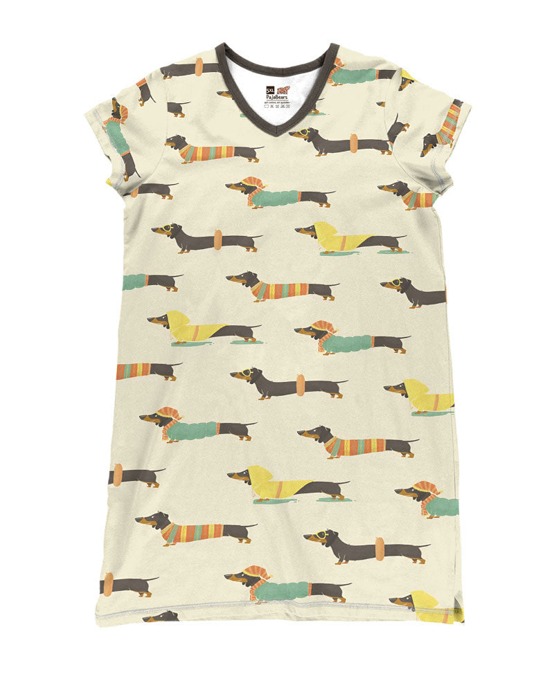 Dachshund Pajabears® V-Neck Nightshirts In Season Tl10