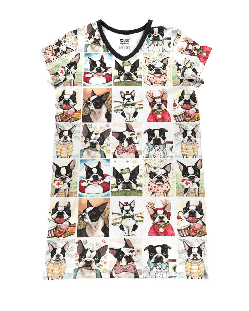 Boston Terrier Pajabears® V-Neck Nightshirts Lovely Tl10