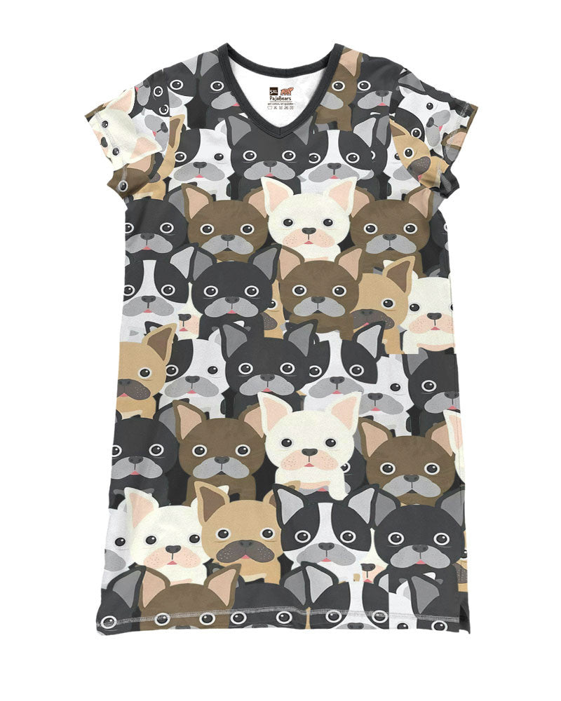 French Bulldog Pajabears® V-Neck Nightshirts Tl10