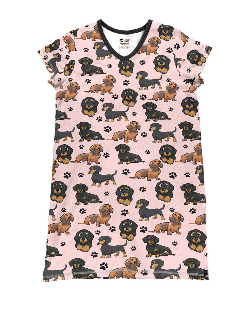 Dachshund Pajabears® V-Neck Nightshirts Lv01 S / Pink