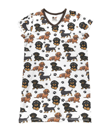 Dachshund Pajabears® V-Neck Nightshirts Lv01 S / White