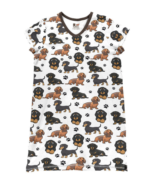 Dachshund Pajabears® V-Neck Nightshirts Lv01 S / White