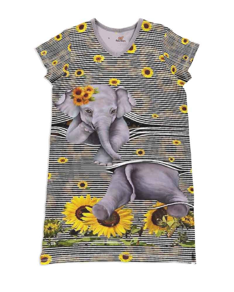 Elephant Pajabears® V-Neck Women’s Nightshirts Adorable Qa55 S