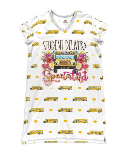 School Bus Driver Pajabears® V-Neck Women’s Nightshirts Student Delivery Specialist Qa55