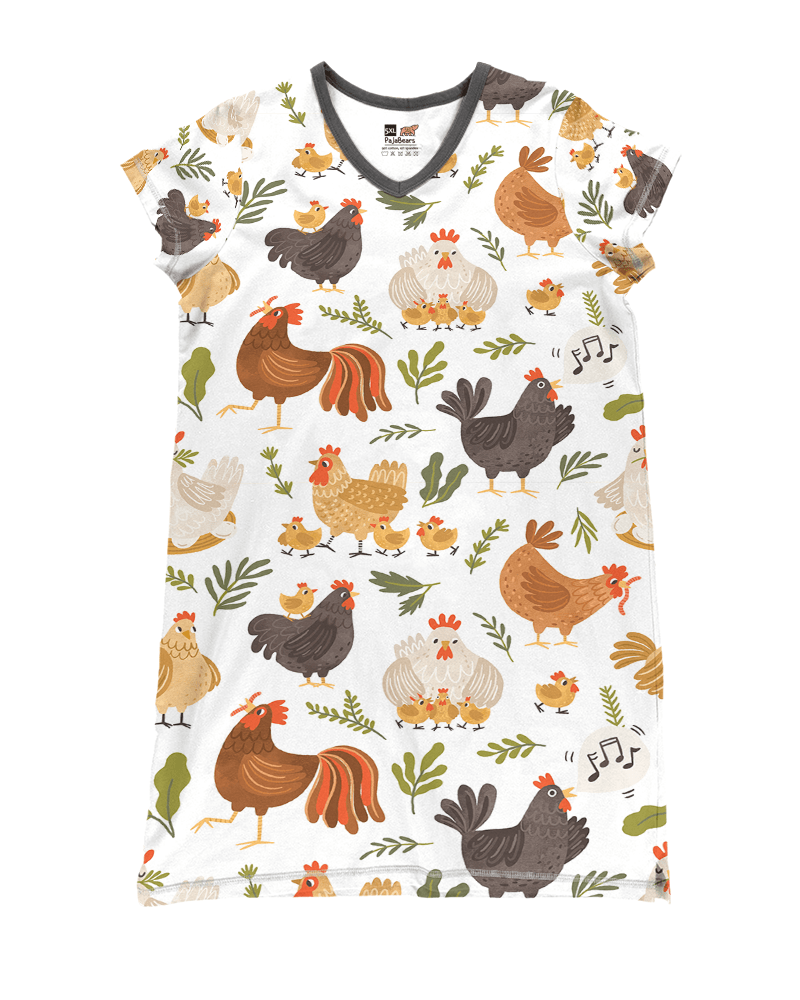 Chicken Pajabears® V-Neck Nightshirts Playful Tl10