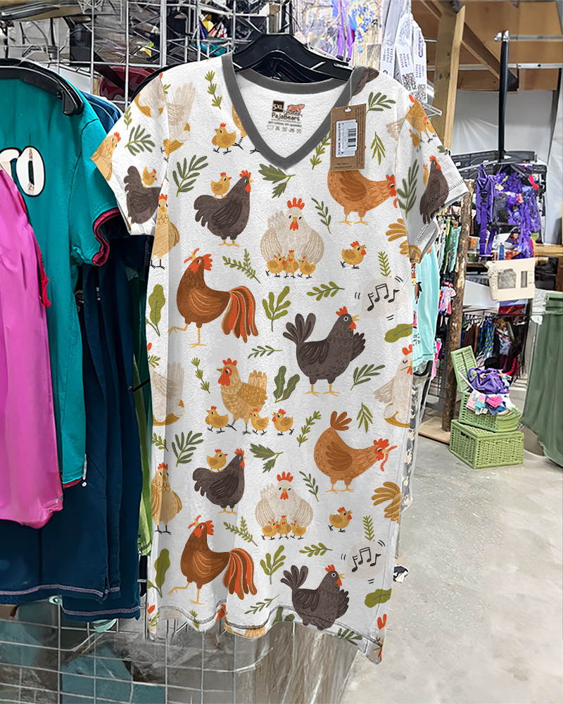 Chicken Pajabears® V-Neck Nightshirts Playful Tl10