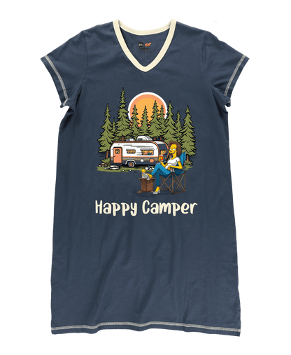 Camping Pajabears® V-Neck Nightshirts Happy Camper Hm8 S / Navy