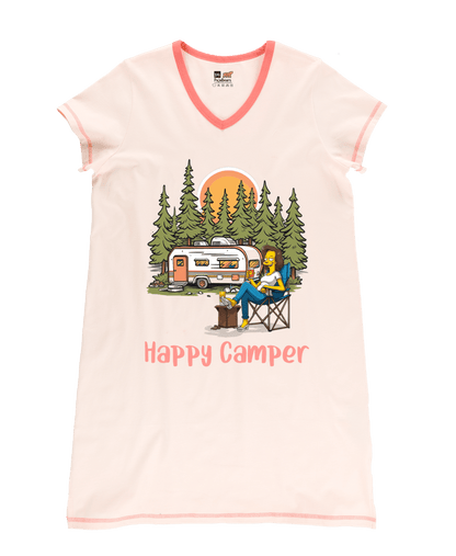 Camping Shineful® V-Neck Nightshirts Happy Camper Hm8 S / Pink