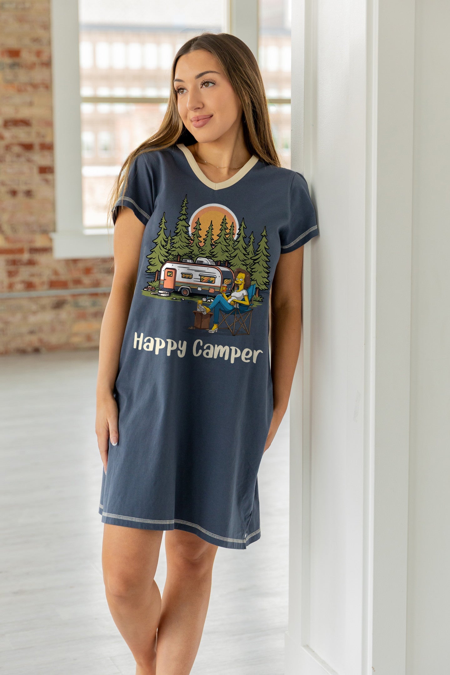 Camping Pajabears® V-Neck Nightshirts Happy Camper Hm8