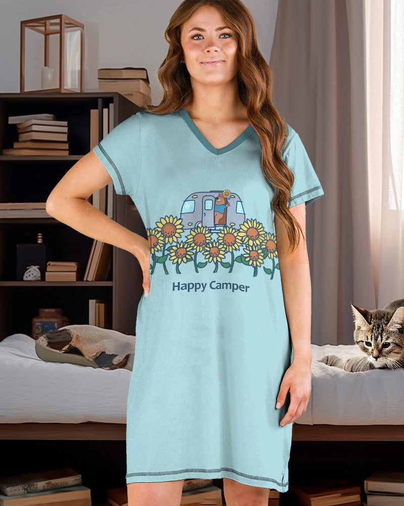 Camper & Sunflower Pajabears® V-Neck Nightshirts Happy Hm8