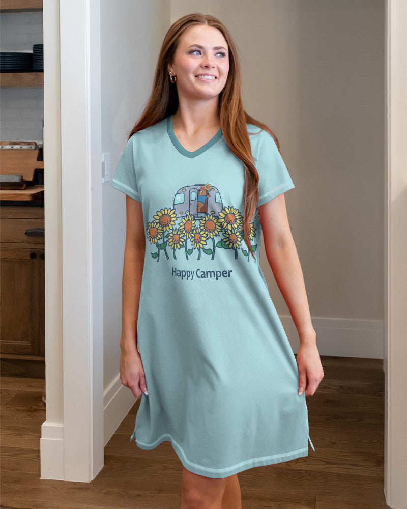 Camper & Sunflower Pajabears® V-Neck Nightshirts Happy Hm8