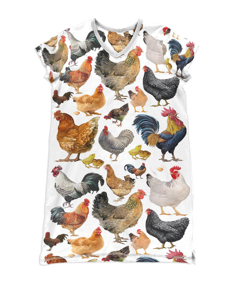 Chicken Pajabears® V-Neck Happy Chickens Hc2 Nightshirts