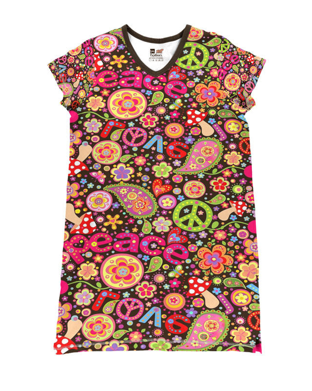 Hippie Pajabears® V-Neck Peace Love Ho3