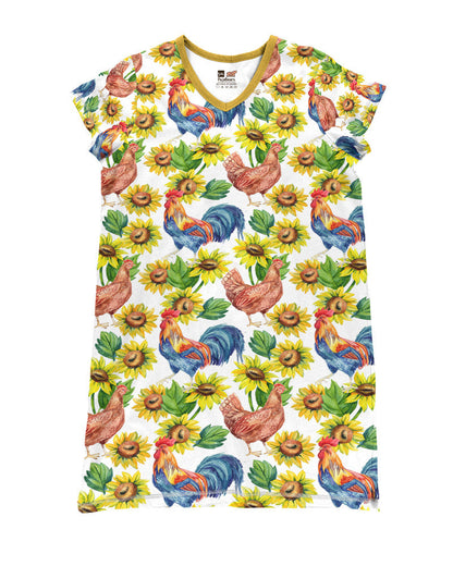 Farm Pajabears® V-Neck Nightshirts Chicken And Sunflower