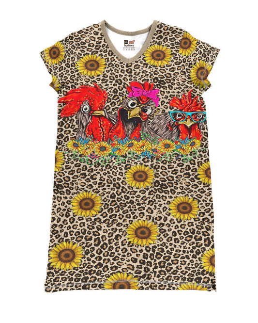 Chicken Pajabears® V-Neck Nightshirts Sunflowers Tl10