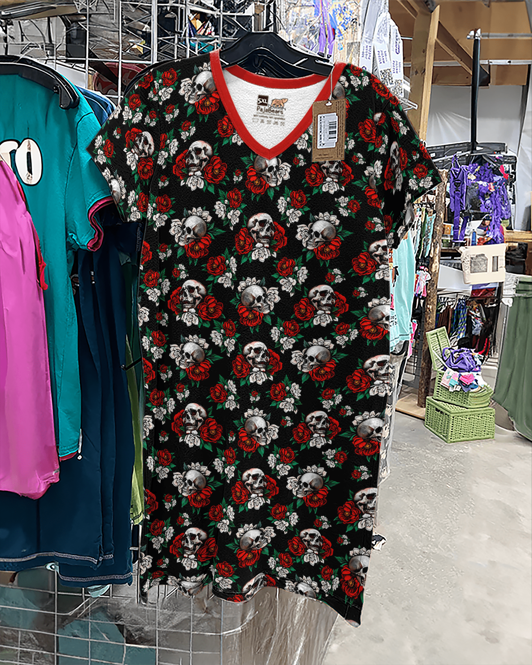 Skullflower Pajabears® V-Neck Nightshirts Rose Tl10