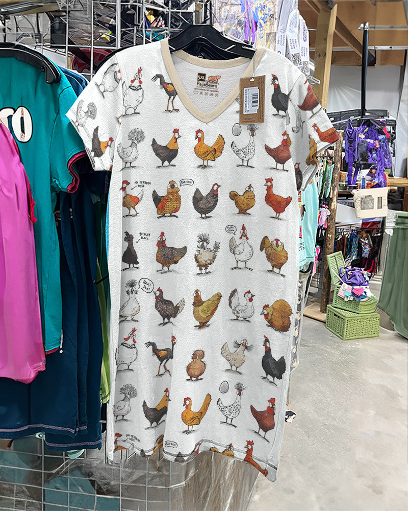 Chicken Pajabears® V-Neck Nightshirts Hm8