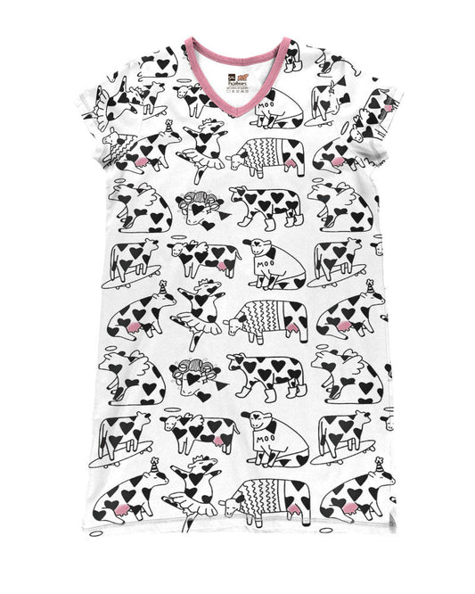 Cow Pajabears® V-Neck Nightshirts Funny Cows Tl10