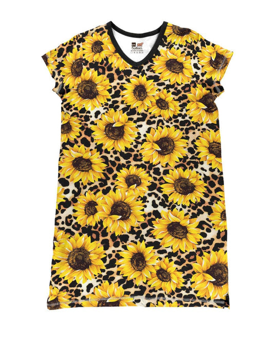 Sunflower Pajabears® V-Neck Nightshirts Leopard Sunflowers Tl10