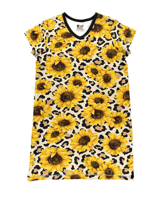 Sunflower Pajabears® V-Neck Nightshirts Leopard Sunflowers Ver.1 Tl10