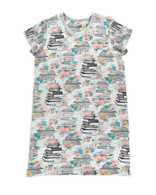 Reading Pajabears® V-Neck Book And Flowers Hc2 Nightshirts