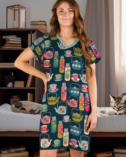 Teapot Pajabears® V-Neck Nightshirts Hm8