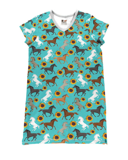 Horse Pajabears® V-Neck Nightshirts Sunflowers Tl10