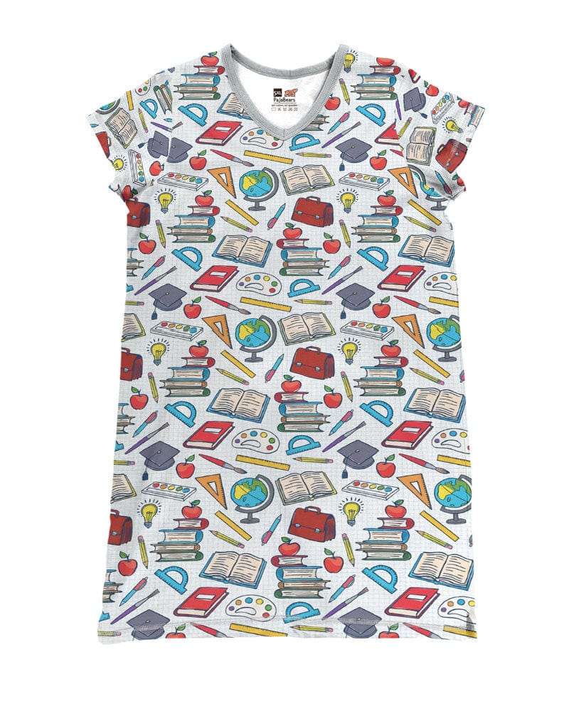 Teacher Pajabears® V-Neck School Tools Pattern Ho3