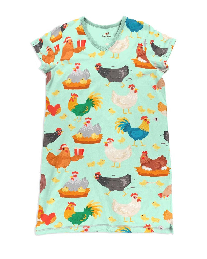 Chicken Pajabears® V-Neck Women’s Nightshirts Farm Qa55