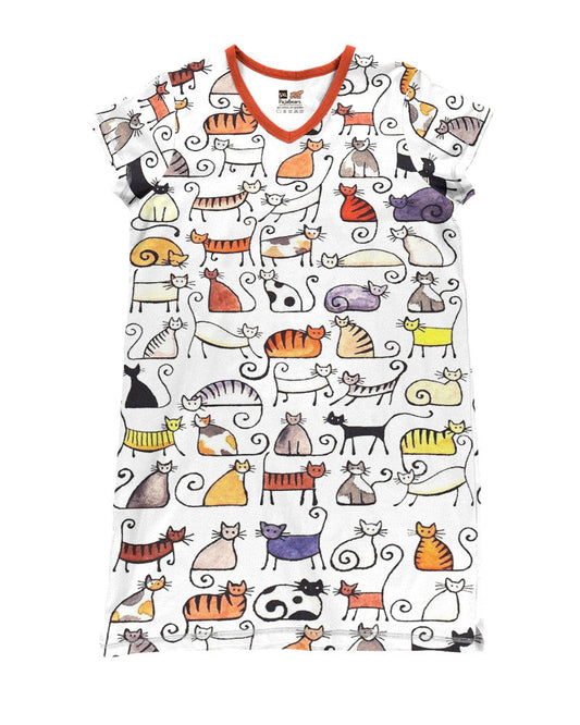 Cat Pajabears® V-Neck Nightshirts Cute Cats Nt10