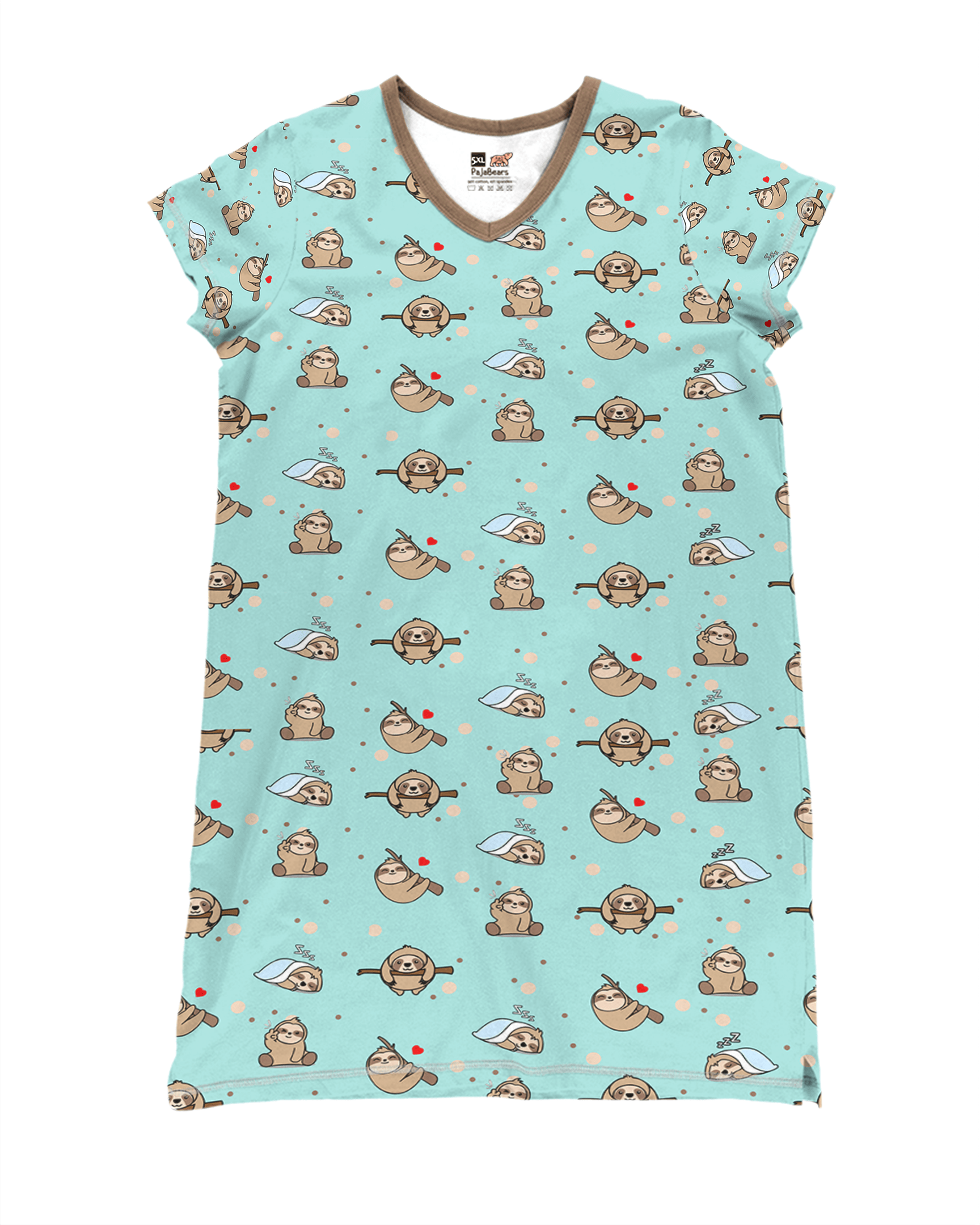 Sloth Pajabears® V-Neck Nightshirts Sleeping Tl10