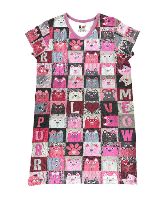 Cat Pajabears® V-Neck Nightshirts Love Meow Nt10