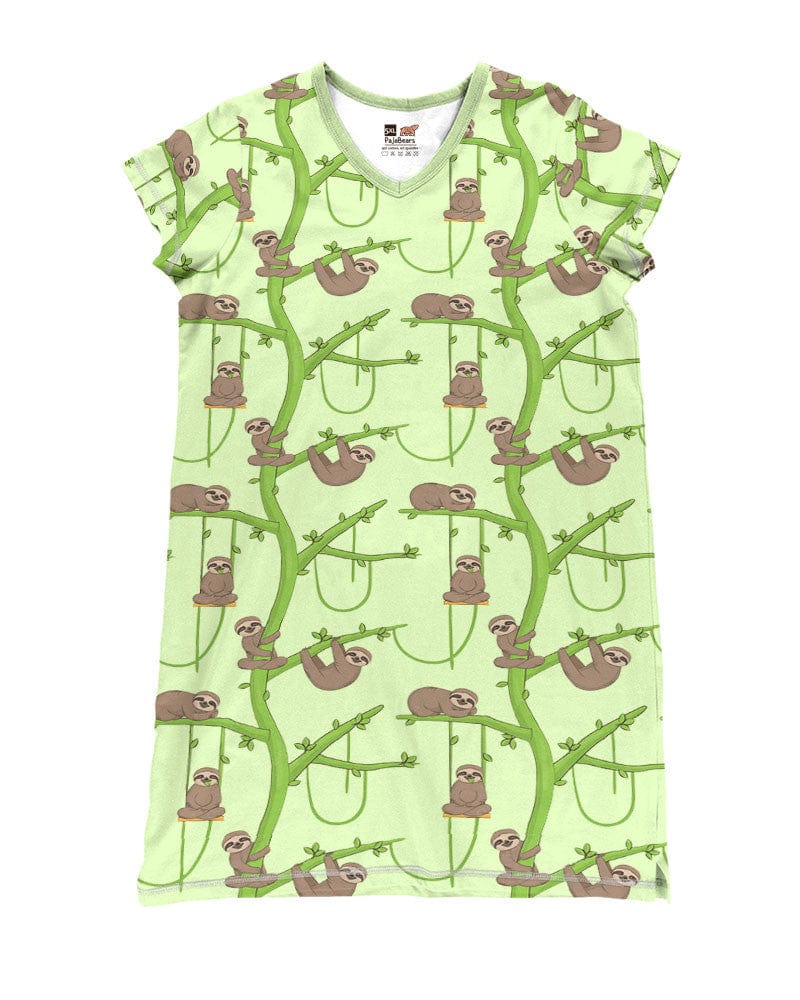 Sloth Pajabears® V-Neck Nightshirts Adorable Sloths Hc2