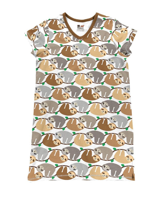 Sloth Pajabears® V-Neck Nightshirts Hanging Sloths Hc2