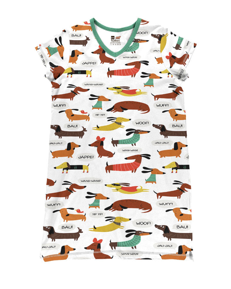 Dachshunds Pajabears® V-Neck Nightshirts Energetic Tl10