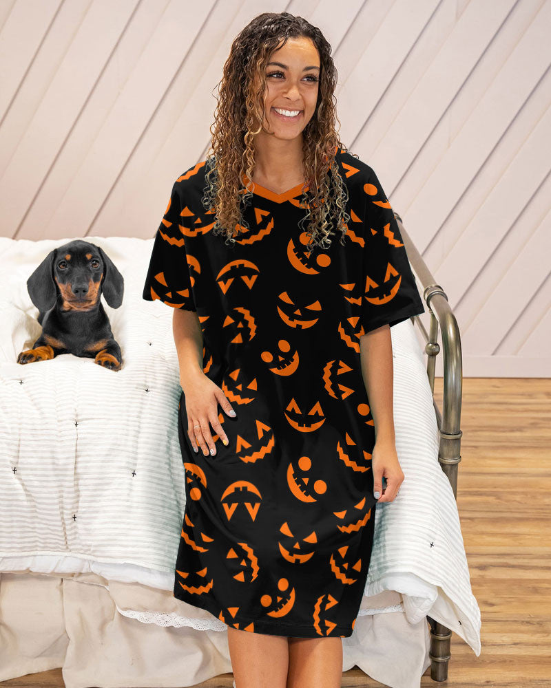 Halloween Pajabears® V-Neck Nightshirts Cute Pumpkin Tl10