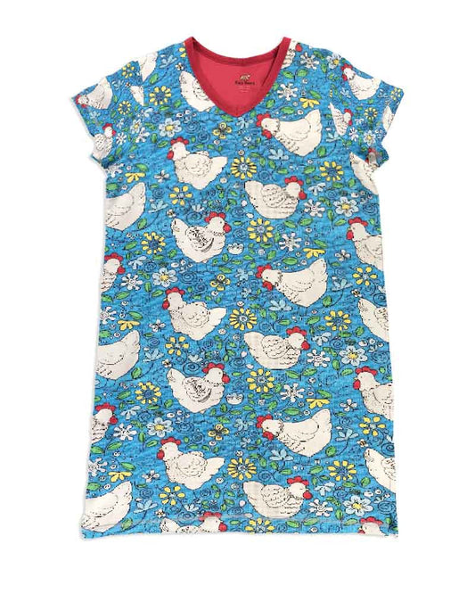 Chicken Pajabears® V-Neck Women’s Nightshirts Beautiful Chickens Qa55