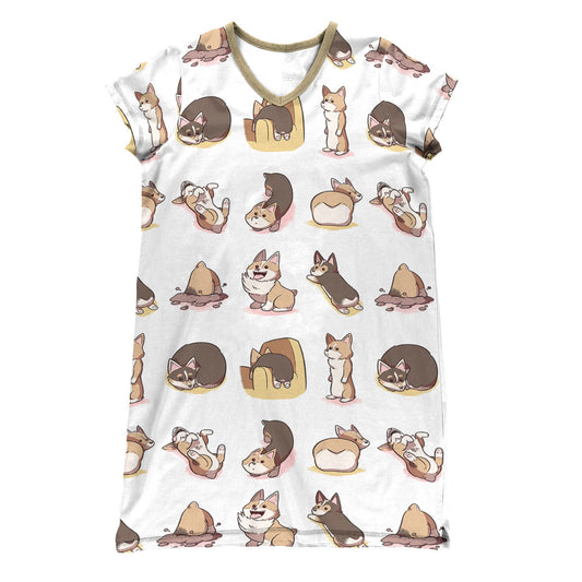 Corgi Pajabears® V-Neck Nightshirts Adorable Tl10