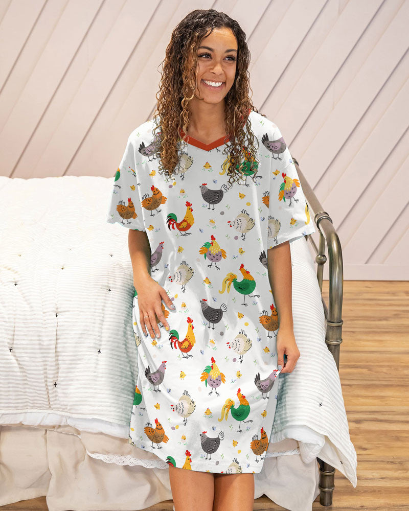 Chicken Pajabears® V-Neck Nightshirts Colorful Tl10