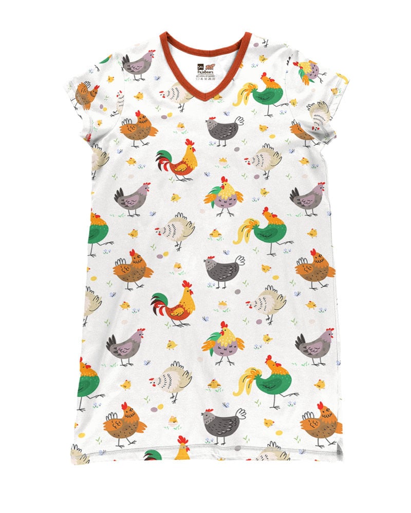 Chicken Pajabears® V-Neck Nightshirts Colorful Tl10