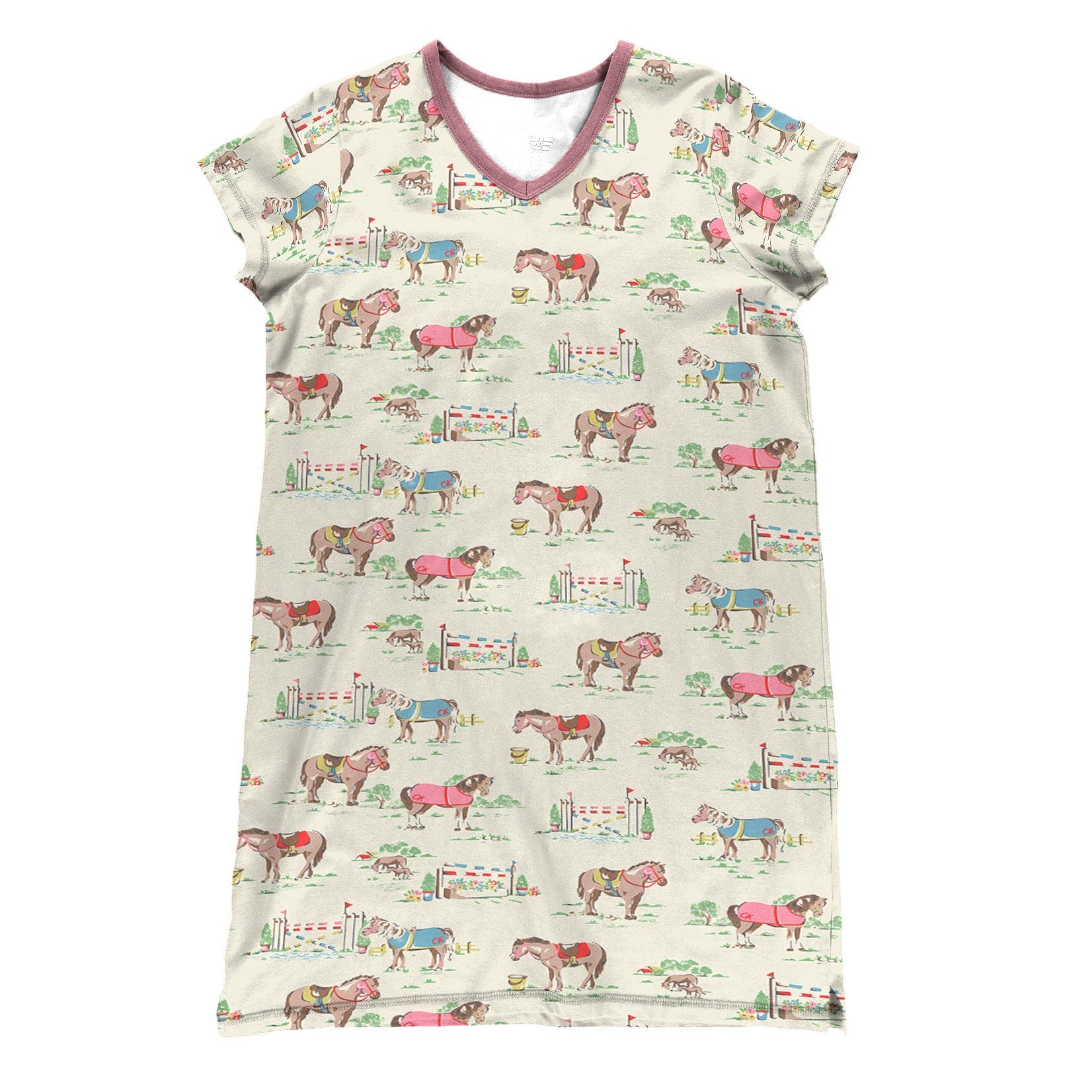 Horse Pajabears® V-Neck Nightshirts Meadow Peaceful Tl10