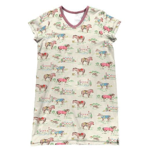 Horse Pajabears® V-Neck Nightshirts Meadow Peaceful Tl10