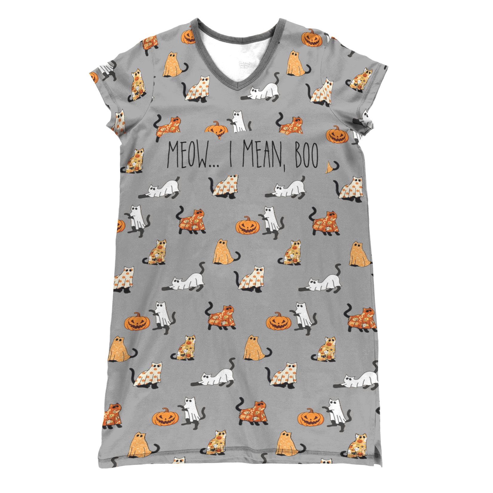 Cat Pajabears® V-Neck Women’s Nightshirts Meow... I Mean Boo Halloween Qd5